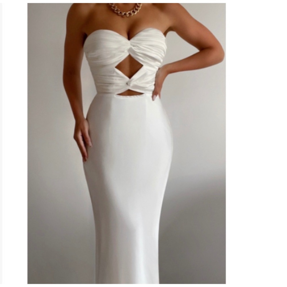 NWT RNWY the Label Mich slip dress strapless 6 white bridal bachelorette girly